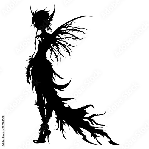 Silhouette elf or elves mythical race from game black color only