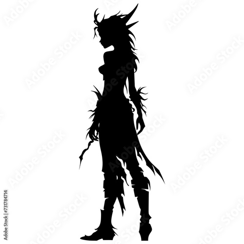 Silhouette elf or elves mythical race from game black color only