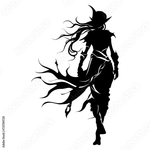 Silhouette elf or elves mythical race from game black color only