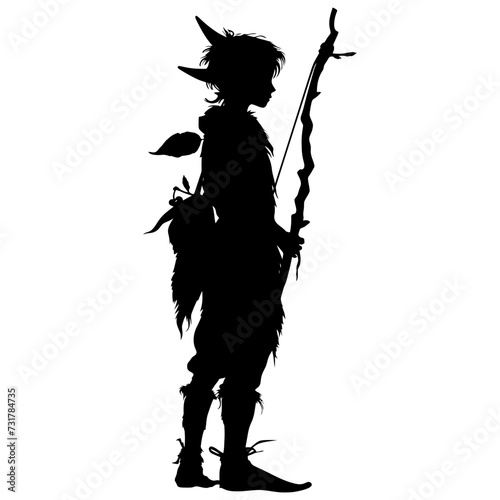 Silhouette elf or elves mythical race from game black color only