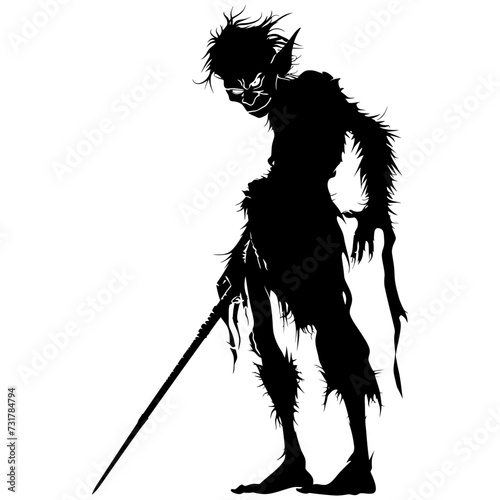 Silhouette goblin mythical race from game black color only