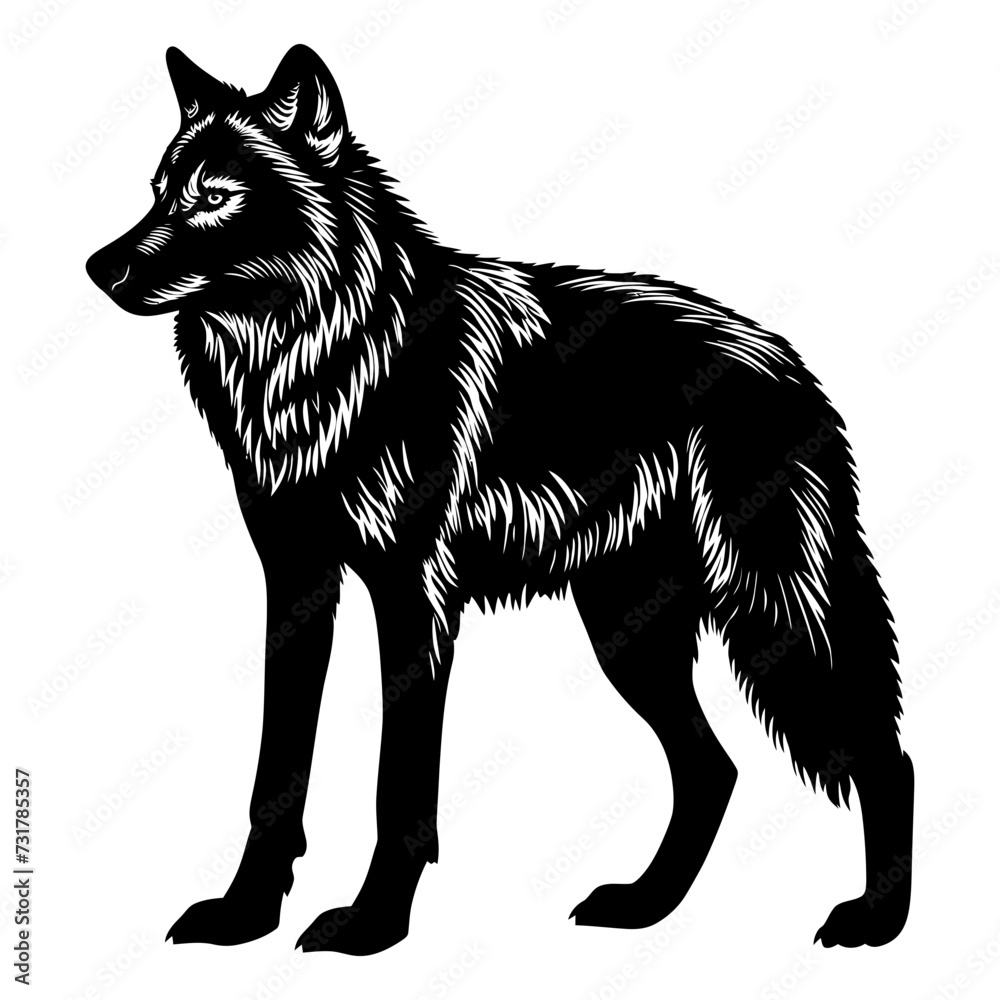 Silhouette wolf black color only 