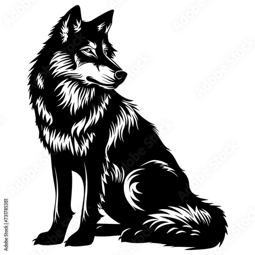 Silhouette wolf black color only 