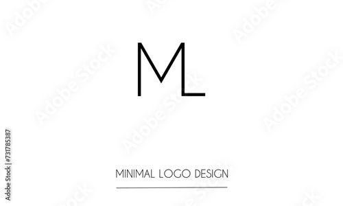 ML or LM Minimal Logo Design Vector Art Illustration 