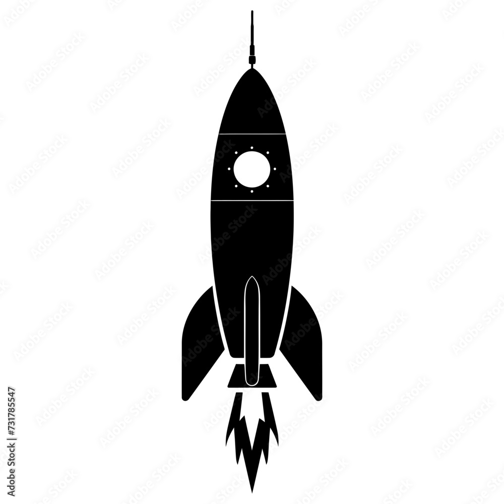 Silhouette rocket full body black color only Silhouette rocket full body black color only