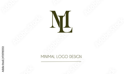 ML or LM Minimal Logo Design Vector Art Illustration 