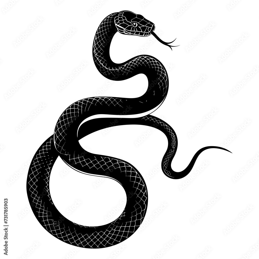 Silhouette snake black color only full body Silhouette snake black color only full body