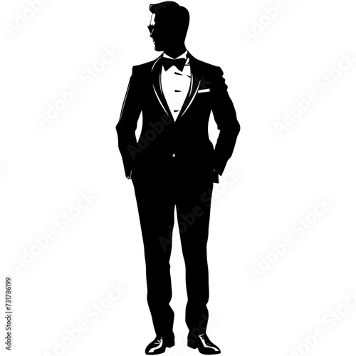 Silhouette the groom man full body black color only