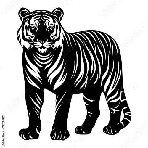 Silhouette tiger black color only full body 
