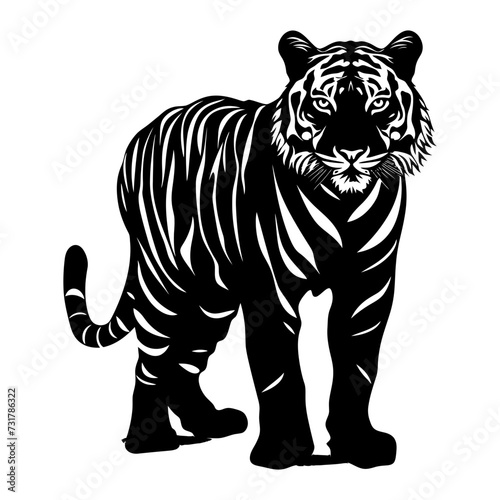 Silhouette tiger black color only full body 