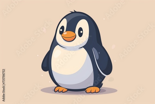 Whimsical cartoon penguin with a bright smile, serving as a high-quality animal nature icon on an isolated backdrop in a playful flat logo © Silvana