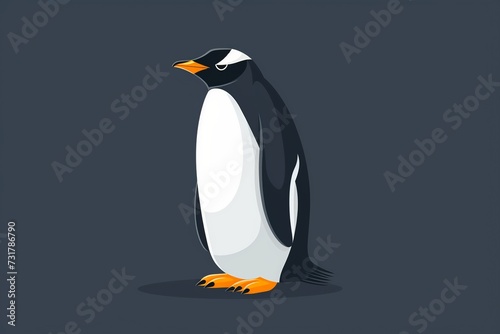 Whimsical cartoon penguin with a bright smile  serving as a high-quality animal nature icon on an isolated backdrop in a playful flat logo