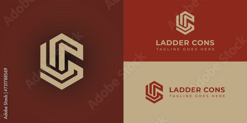 Abstract initial letter LC or CL logo in gold color isolated in deep red background applied for construction company logo also suitable for the brand or company that have initial name LC or CL