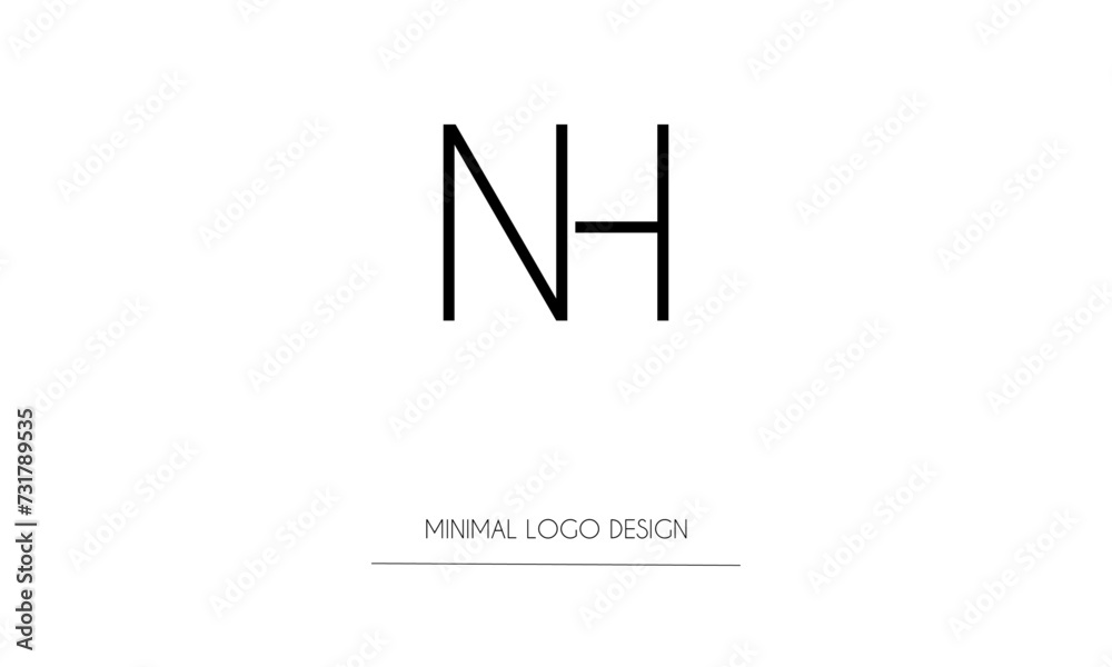NH or HN Minimal Logo Design Vector Art Illustration NH or HN Minimal Logo Design Vector Art Illustration