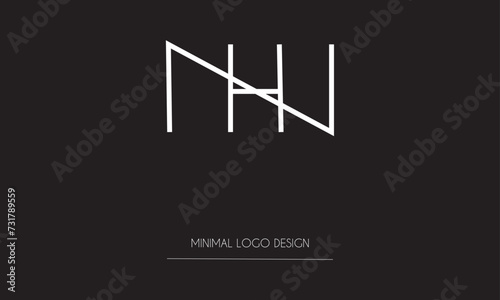 NH or HN Minimal Logo Design Vector Art Illustration 