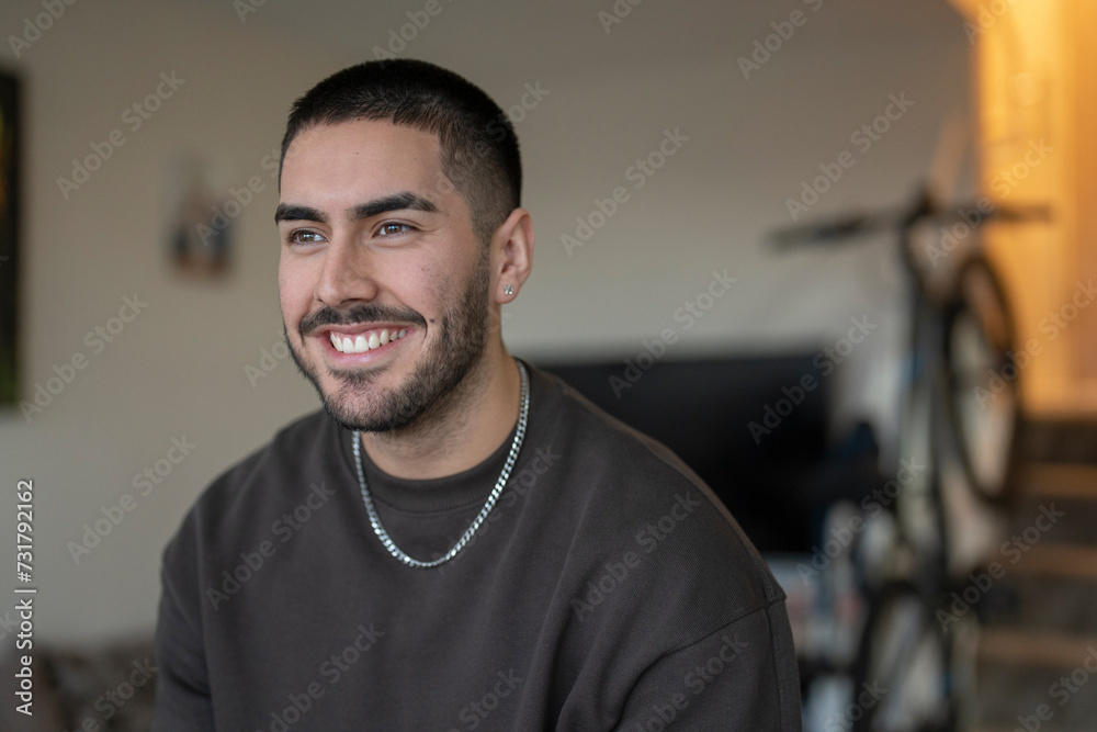 Smiling young man at home Smiling young man at home