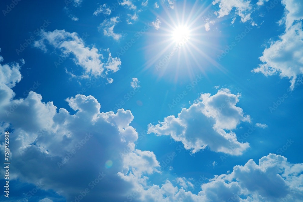 The sun is shining in the blue sky generated by ai The sun is shining in the blue sky generated by ai