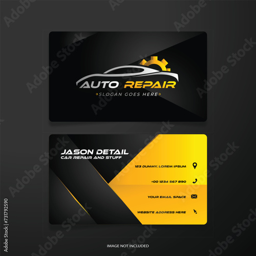 automotive repair service logo with business card