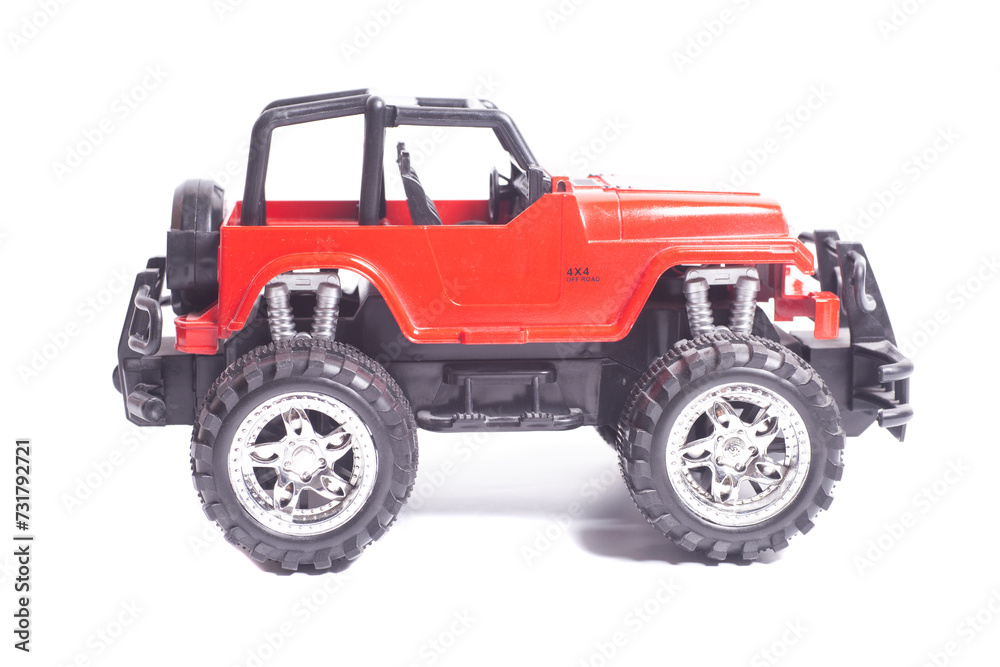 radio-controlled offroad 4x4 toy car isolated on white background