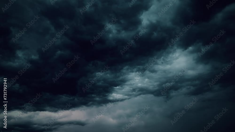 evening clouds fast moving away, rolling dark sunset clouds, black gray ...