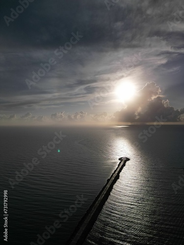 Aerial view of sunrise on the Miramar beach at Tampico  Tamaulipas in Mexico