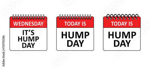Slogan it's hump day. The meaning of hump day is wednesday, considered the midpoint of the working week. Colleagues and students can wish each other a happy hump day. photo