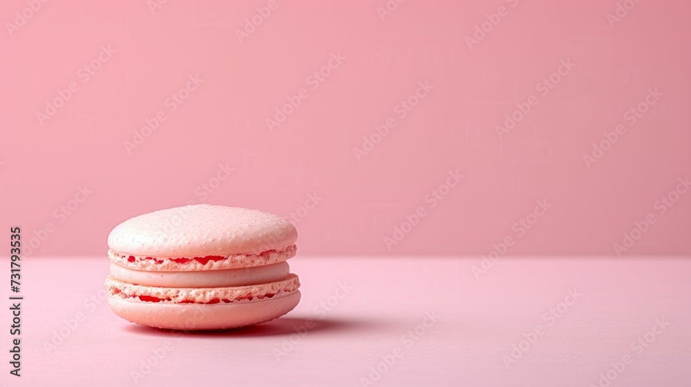 Pink macaron delicately placed on a pastel shade, simplistic elegance Pink macaron delicately placed on a pastel shade, simplistic elegance