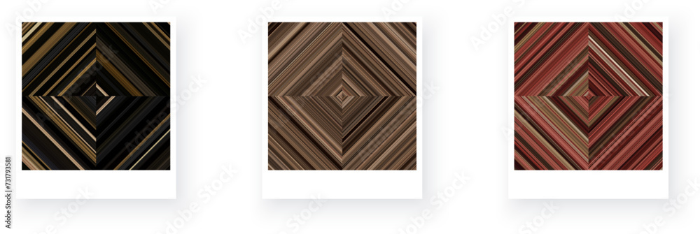 Variants of paper card with square checkered striped wood geometric patterns. Variants of paper card with square checkered striped wood geometric patterns.