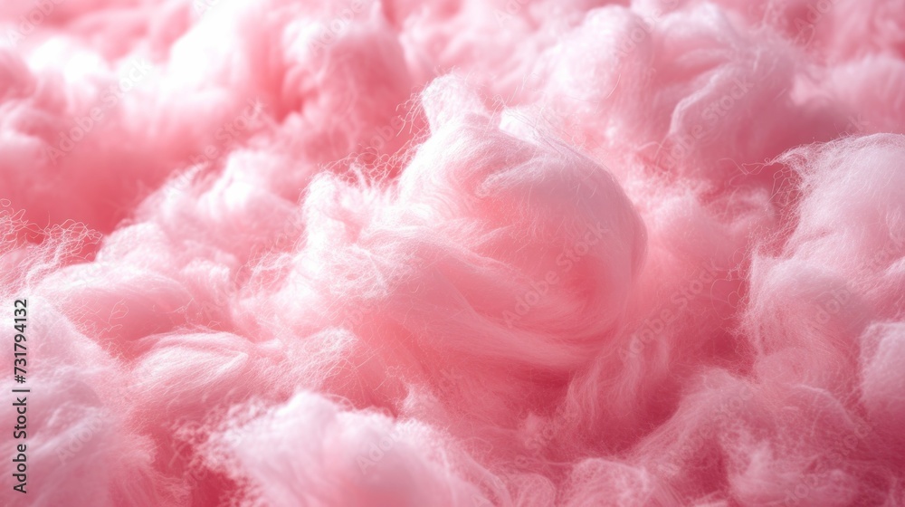 Pink cotton candy's texture up close, a sugary dream
