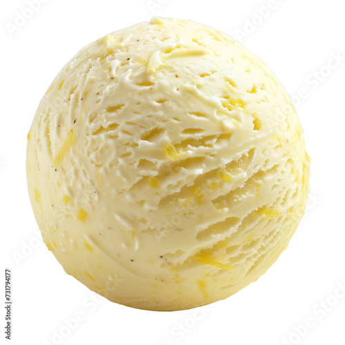 Lemon ice cream ball Isolated on transparent background
