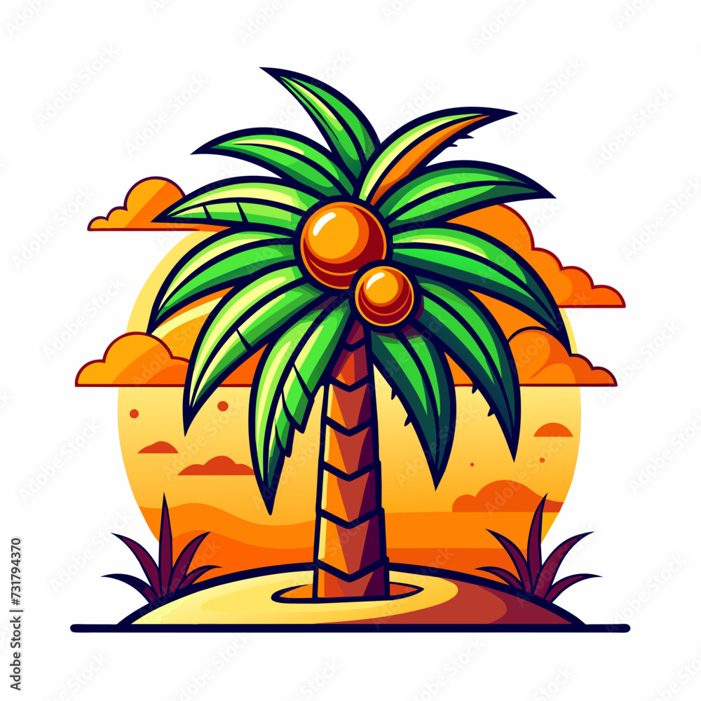 Tshirt design date palm tree with retro style.