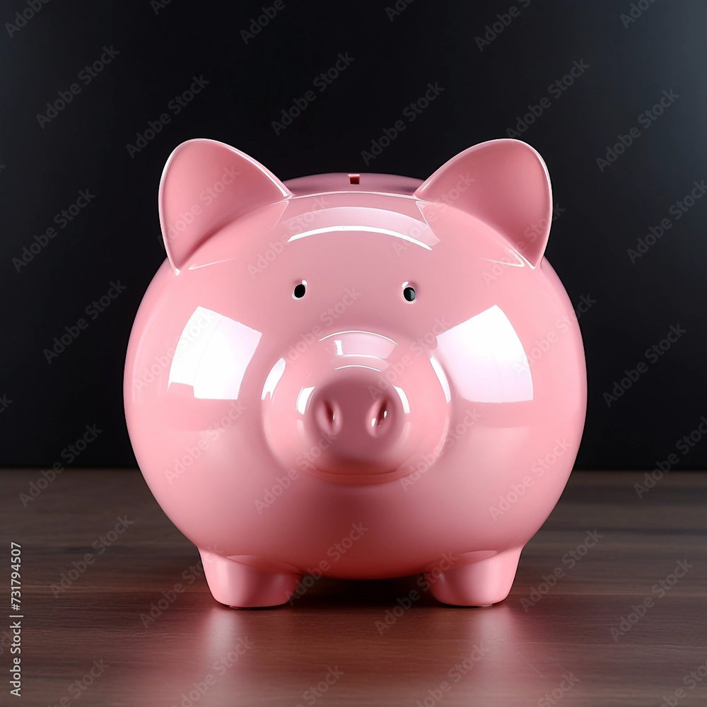 Pink piggy bank on black background Pink piggy bank on black background