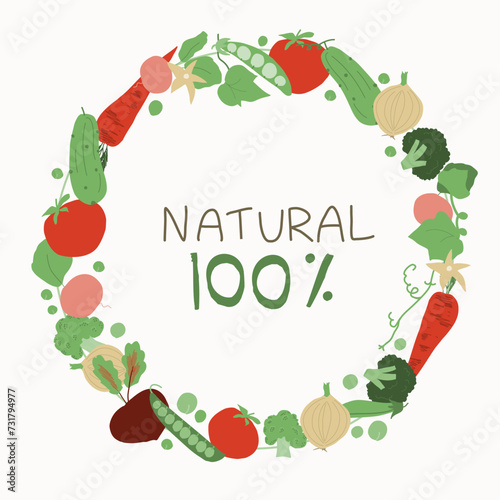 Vegetable trendy creative cjlorful poster. Hand drawn, flat scandinavian style, manual art. Healthy nutrition, organic food. Vector illustration