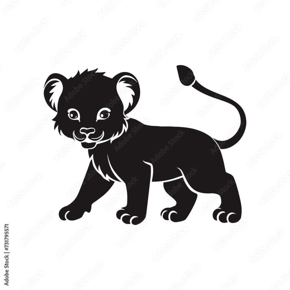 Obraz premium lion cub vector silhouette