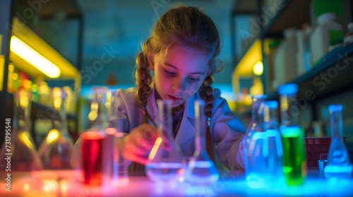 child experimenting in a science lab