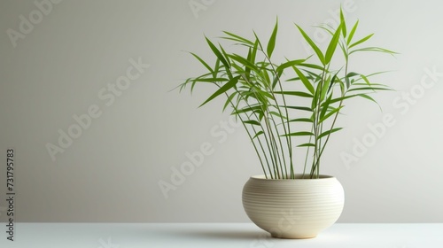 Bamboo's soft green shoot on white, minimalism captured