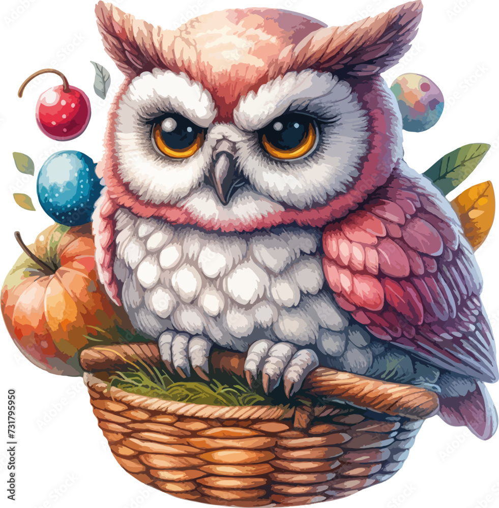 Obraz premium watercolor owl in the cage