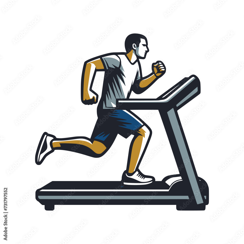 man exercise work out running in treadmill vector illustration