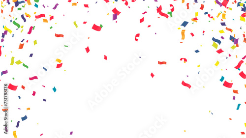 Confetti background. Colorful confetti on white background. Vector illustration.