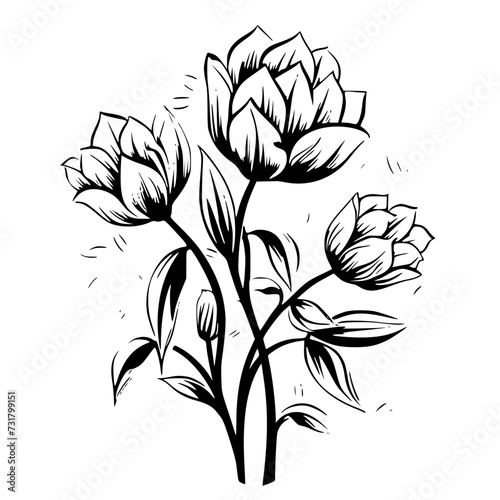 Silhouette rose  rose vector  flower svg  vector flower  herb  branch  line art  outline  eps  png  svg  flower  floral  vector  leaf  plant  nature  tree  leaves  illustration  spring  flora  design 