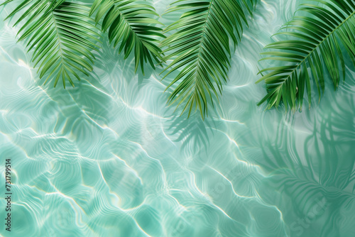 Palm leaves with water ripples