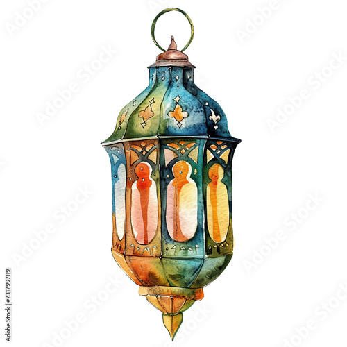 No Background Serenity Watercolor Ramadan Lantern Design