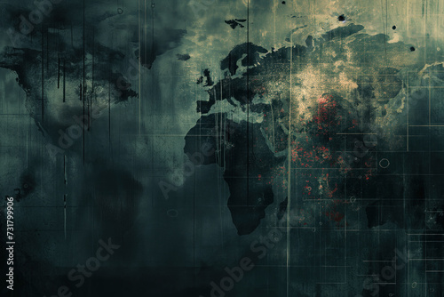 Abstract world map with war theme