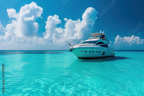 Luxury yacht on turquoise waters © kossovskiy