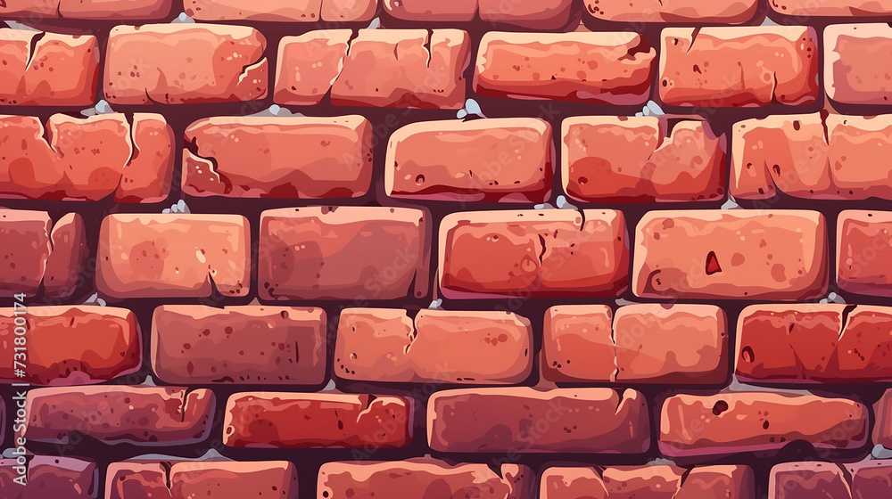  Flat layer brick wall illustration vector