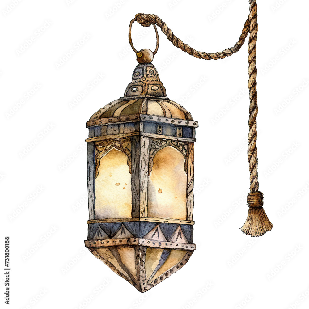 Watercolor Radiance Ramadan Lantern No Background Edition