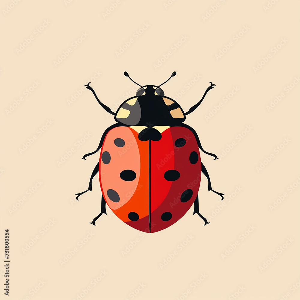 Minimailst style Flat logo of Vector ladybug illustration Minimailst style Flat logo of Vector ladybug illustration