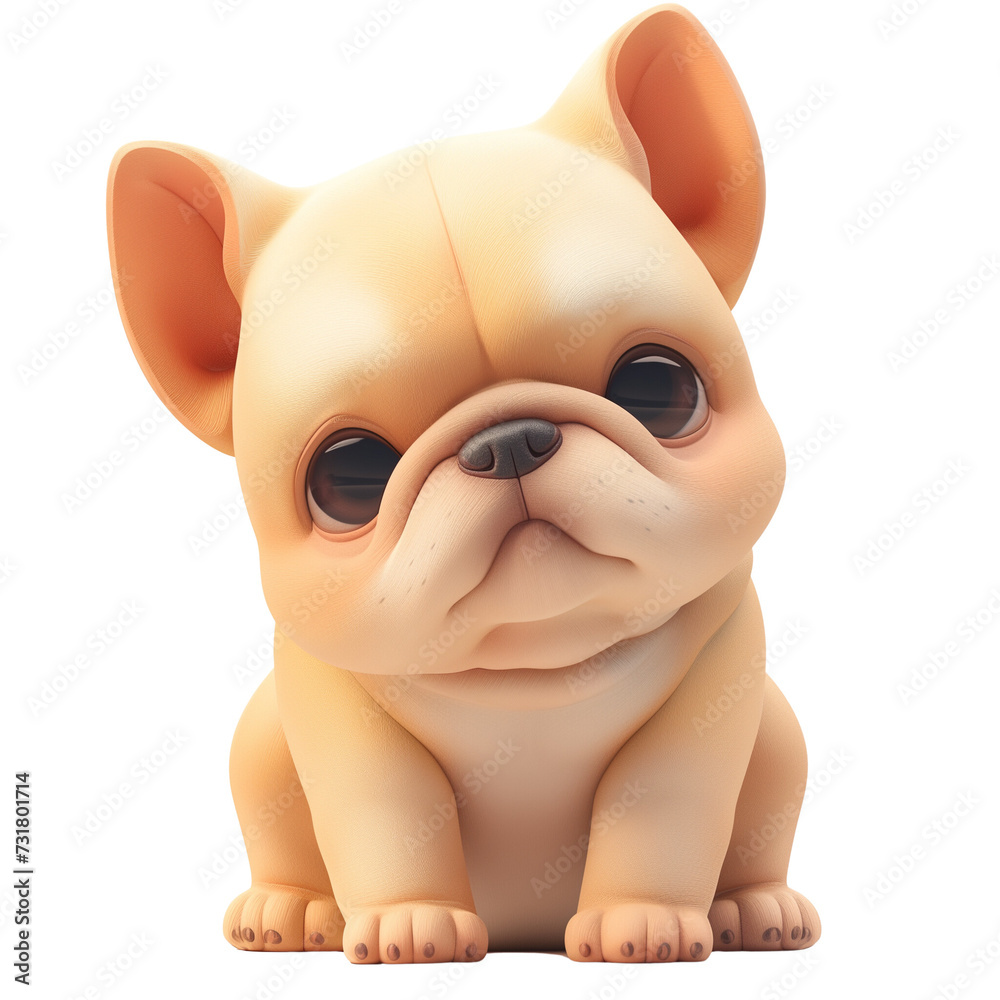 Naklejka premium cute 3D french bulldog illustration