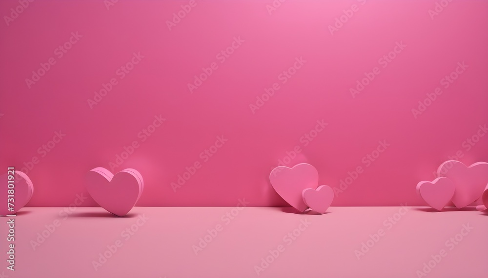 Valentines hearts on pink background 