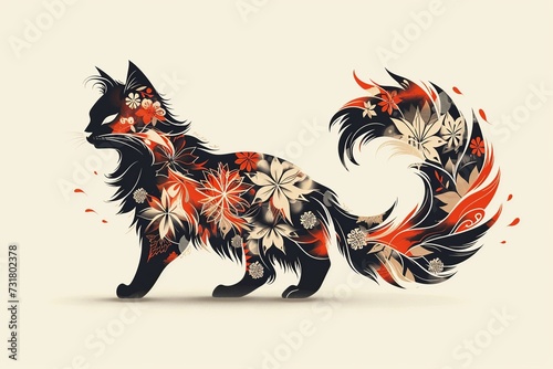 A dynamic anime-style cat logo, exuding energy and playfulness with bold lines and expressive eyes, perfect for a vibrant brand identity